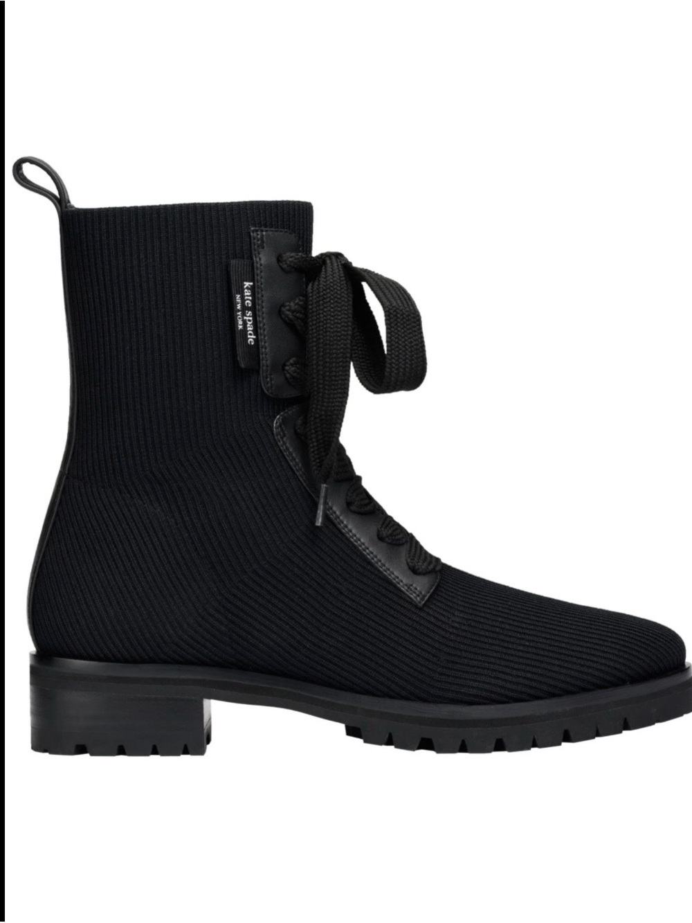 kate spade Black Knit Lace-Up Ankle Boot